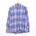S★古着 ラルフローレン 長袖 ブランド フランネル シャツ メンズ 90年代 90s コットン ボタンダウン 紺他 チェック 26feb13