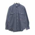 XL★古着 トミーヒルフィガー 長袖 ブランド フランネル シャツ メンズ 90年代 90s ワンポイントロゴ コットン ボタンダウン グレー 26feb13