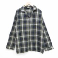 XL★古着 エルエルビーン 長袖 フランネル パジャマ シャツ メンズ 00年代 00s 開襟 オープンカラー コットン 緑他 チェック 26feb13