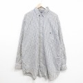 XL★古着 ラルフローレン 長袖 ブランド フランネル シャツ メンズ 90年代 90s 大きいサイズ ロング丈 コットン ボタンダウン 紺他 チェック 26feb13