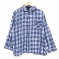 L★古着 長袖 フランネル シャツ メンズ コットン 薄紺他 チェック 26mar10