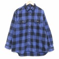 XL★古着 長袖 ヘビー フランネル シャツ メンズ 紺他 バッファロー  チェック 26mar10