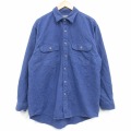 XL★古着 長袖 ヘビー フランネル シャツ メンズ コットン 紺 26mar10
