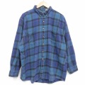XL★古着 マックレガー 長袖 フランネル シャツ メンズ 00年代 00s 大きいサイズ コットン ボタンダウン 紺他 チェック 26mar10