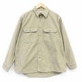 XL★古着 長袖 ヘビー フランネル シャツ メンズ 90年代 90s 大きいサイズ コットン USA製 濃ベージュ 26mar10