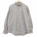 XL★古着 ランズエンド 長袖 フランネル シャツ メンズ コットン ボタンダウン ベージュ他 チェック 26mar10
