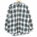 XL★古着 長袖 ヘビー フランネル シャツ メンズ 緑他 チェック 26mar10