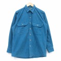L★古着 長袖 ヘビー フランネル シャツ メンズ 青緑 26mar10