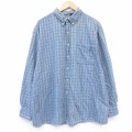 XL★古着 ベーシックエディションズ 長袖 フランネル シャツ メンズ 大きいサイズ コットン 薄紺他 チェック 26mar10