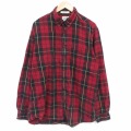 XL★古着 エルエルビーン 長袖 フランネル シャツ メンズ 00年代 00s 大きいサイズ コットン ボタンダウン 赤他 チェック 26apr03