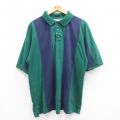 00s 半袖ポロシャツ グリーンストライプ XL | 古着