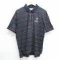 半袖ポロシャツ ゴルフクラブ ネイビーボーダー XL | 古着
