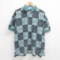 セントジョンズベイ 90s 半袖ポロシャツ 総柄 グリーン XL | 古着