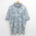 ビューグルボーイ 00s 半袖ポロシャツ 魚総柄 グリーン XL | 古着