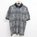 ビューグルボーイ 00s 半袖ポロシャツ 花柄 ネイビー XL | 古着