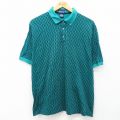 XL★古着 Par Four 半袖 ポロ シャツ メンズ 90年代 90s コットン 青緑他 24jul16 中古 トップス