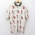 アリゾナジーンズ 半袖ポロシャツ ハイビスカス龍総柄 生成り XL | 古着