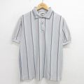 L★古着 半袖 ポロ シャツ メンズ 90年代 90s USA製 グレー他 ストライプ 24jul23 中古 トップス
