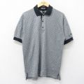 【50%OFF】L★古着 半袖 ポロ シャツ メンズ 90年代 90s カワサキ 総柄 コットン USA製 黒他 ブラック 24aug07 中古 トップス