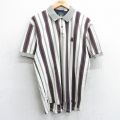 XL★古着 IZOD 半袖 ポロ シャツ メンズ 90年代 90s ワンポイントロゴ コットン 鹿の子 白他 ホワイト ストライプ 25mar31 中古 トップス