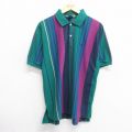90s 半袖ポロシャツ グリーンストライプ XL | 古着