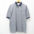 XL★古着 IZOD 半袖 ポロ シャツ メンズ 総柄 コットン 濃紺他 ネイビー 25may20 中古 トップス