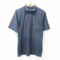 グランドスラム 90s 半袖ポロシャツ ストライプ ネイビー L | 古着