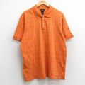 XL★古着 バンヒューセン 半袖 ポロ シャツ メンズ コットン オレンジ他 チェック 25may28 中古 トップス