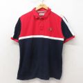 【50%OFF】L★古着 フィラ FILA 半袖 ポロ シャツ メンズ コットン 紺他 ネイビー 25may31 中古 トップス