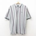 グレーストライプ 半袖ポロシャツ 鹿の子 グレー L | 古着