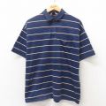 80s 半袖ポロシャツ ネイビーボーダー L | 古着