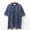半袖ポロシャツ 花柄 ネイビー XL | 古着