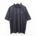 00s 半袖ポロシャツ ネイビーチェック XL | 古着