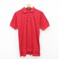 M★古着 半袖 ポロ シャツ メンズ 90年代 90s ラグラン 赤他 レッド ボーダー 25jul05 中古 トップス