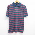 XL★古着 半袖 ポロ シャツ メンズ 80年代 80s 紺他 ネイビー ボーダー 25jul07 中古 トップス