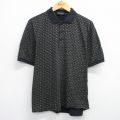 90s 半袖ポロシャツ 総柄 ブラック XL | 古着