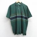 L★古着 IZOD 半袖 ポロ シャツ メンズ 90年代 90s ワンポイントロゴ コットン 緑 グリーン 25jul09 中古 トップス