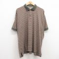 XL★古着 ウールリッチ WOOLRICH 半袖 ポロ シャツ メンズ 00年代 00s 大きいサイズ コットン 緑他 グリーン ボーダー 【spe】 25jul09 中古 トップス