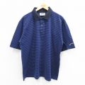Slazenger 半袖ポロシャツ ネイビーボーダー XL | 古着