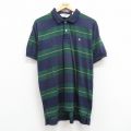 XL★古着 シアーズ 半袖 ポロ シャツ メンズ 90年代 90s ワンポイントロゴ 濃紺他 ネイビー ボーダー 25jul22 中古 トップス