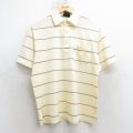 L★古着 半袖 ポロ シャツ メンズ 80年代 80s 薄黄色他 イエロー ボーダー 25jul25 中古 トップス