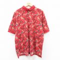 XL★古着 半袖 ポロ シャツ メンズ 00年代 00s タバスコ 総柄 大きいサイズ コットン 赤 レッド 25aug20 中古 トップス