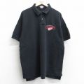 XL★古着 フルーツオブザルーム 半袖 ポロ シャツ メンズ 90年代 90s NHL デトロイトレッドウィングス 鹿の子 大きいサイズ コットン 黒 ブラック アイスホッケー 25aug22 中古 トップス