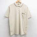 L★古着 グランドスラム 半袖 ポロ シャツ メンズ 80年代 80s ワンポイントロゴ 鹿の子 USA製 薄ベージュ カーキ 25aug22 中古 トップス