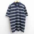 XL★古着 半袖 ポロ シャツ メンズ The Black Dog ワンポイントロゴ 鹿の子 コットン 紺他 ネイビー ボーダー 【spe】 25aug22 中古 トップス