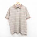XL★古着 IZOD 半袖 ポロ シャツ メンズ 90年代 90s ワンポイントロゴ 鹿の子 大きいサイズ コットン ベージュ他 カーキ ボーダー 25aug23 中古 トップス