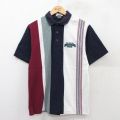【50%OFF】M★古着 マンシングウェア 半袖 ポロ シャツ メンズ 90年代 90s BRICKYARD 鹿の子 コットン USA製 白他 ホワイト ストライプ 25aug23 中古 トップス