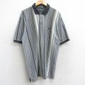 L★古着 半袖 ポロ シャツ メンズ 00年代 00s ワンポイントロゴ 鹿の子 グレー他 ストライプ 【spe】 25aug23 中古 トップス