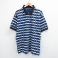 XL★古着 グレッグノーマン 半袖 ポロ シャツ メンズ 総柄 鹿の子 コットン 青他 ブルー 25aug23 中古 トップス