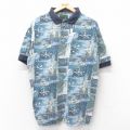 L★古着 アロー 半袖 ポロ シャツ メンズ 90年代 90s 総柄 薄紺他 ネイビー 25aug27 中古 トップス